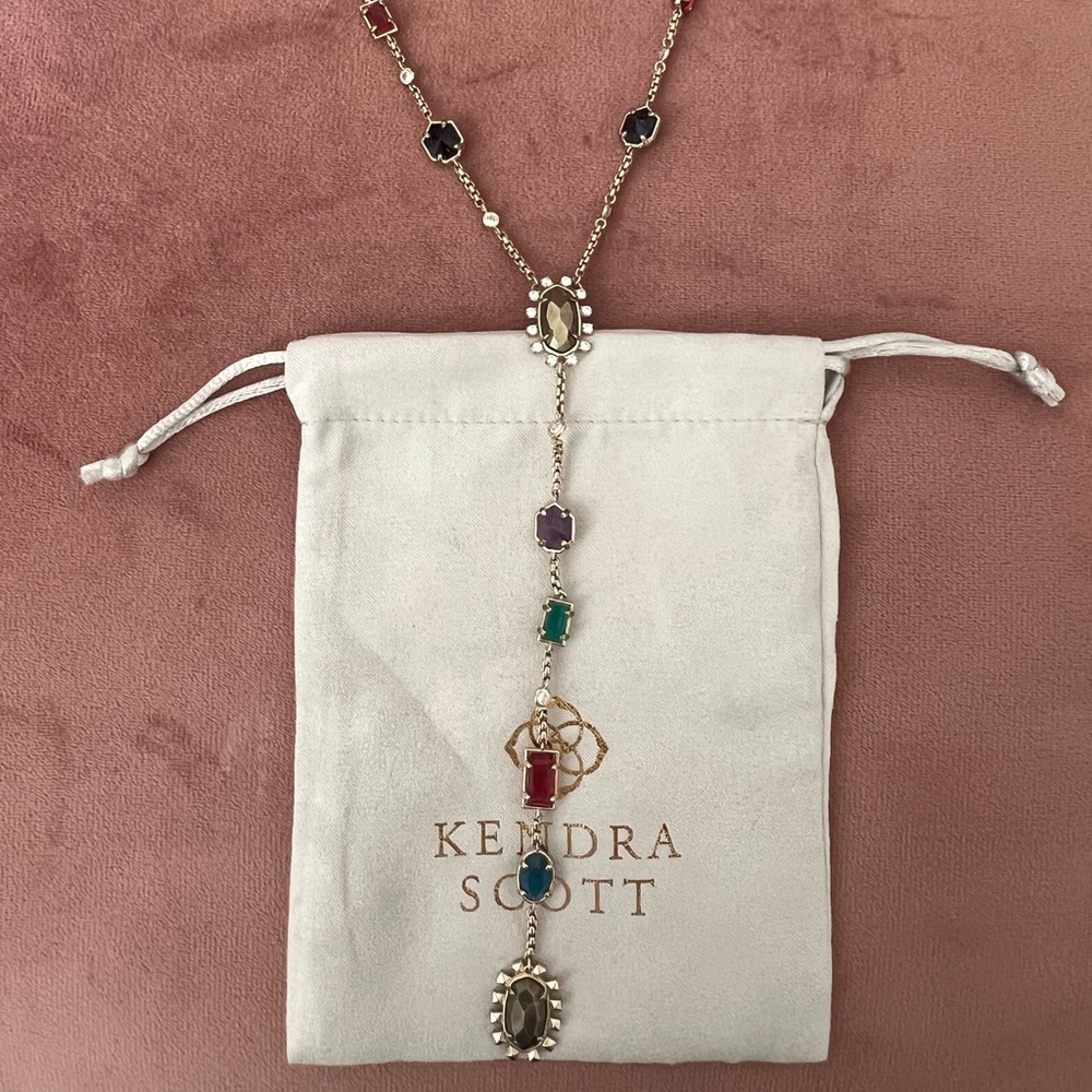 Kendra Scott Y-Necklace - Gold and Jewel Tones
